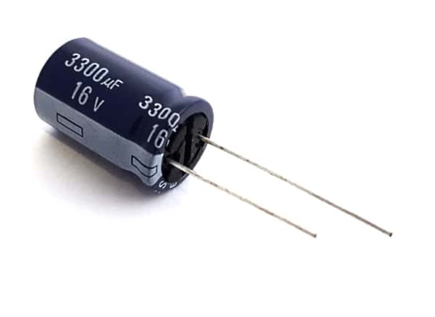3300 µF 16 V elektrolitik kondansatör – yüksek kapasiteli elektronik devre bileşeni