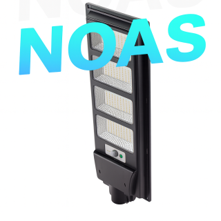 NOAS 400 Watt güneş enerjili LED solar sokak aydınlatma armatürü — güçlü monokristal güneş paneli, uzun ömürlü LiFePO₄ batarya ve geniş açılı LED modülleriyle gece boyunca kesintisiz aydınlatma sağlar.
