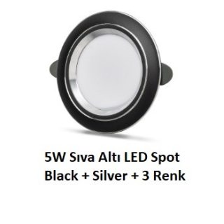 5W Sıva Altı LED Spot Black + Silver YL38-0530 – Siyah ve gümüş çerçeveli dekoratif LED spot