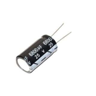 6800 µF 25 V elektrolitik kondansatör – yüksek kapasiteli enerji depolama ve filtreleme bileşeni