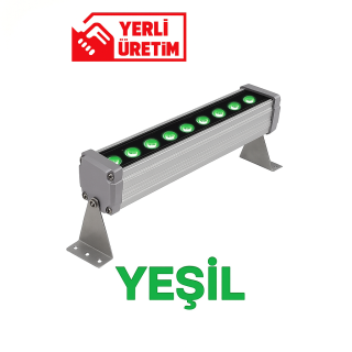 9 LED yeşil 30 cm wallwasher duvar boyama armatürü, dış cephe ve mimari aydınlatmalarda canlı yeşil tonuyla yüzeyleri homojen biçimde aydınlatan profesyonel bir LED üründür. Alüminyum gövdesi yüksek ısı dayanımı ve uzun ömürlü kullanım sağlarken, IP65 koruma sınıfı sayesinde yağmur, toz ve dış ortam koşullarına karşı dirençlidir. 220V ile doğrudan çalışır ve ek adaptör gerektirmez. Enerji tasarruflu yapısı, güçlü ışık çıkışı ve kompakt 30 cm boyutu sayesinde bina cepheleri, vitrinler, peyzaj alanları ve dekoratif duvar uygulamaları için idealdir.