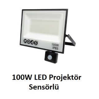 NOAS 100W LED Projektör Sensörlü YL70-0100-S – 6500K Beyaz Işık IP65 Dış Mekân Hareket Algılamalı LED Aydınlatma