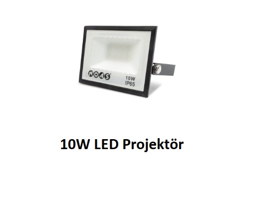 NOAS 10W LED Projektör YL70 Serisi – Beyaz, Gün Işığı, Mavi, Yeşil, Amber Renk Seçenekleri, Suya Dayanıklı LED Aydınlatma