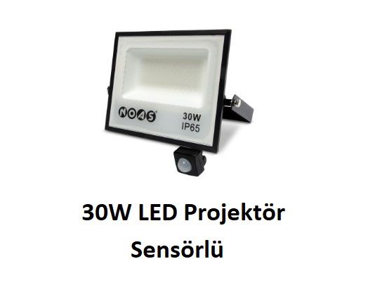 NOAS 30W LED Projektör Sensörlü YL70-0030-S 6500K gün ışığı dış mekan aydınlatma