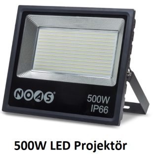 NOAS 500W LED Projektör YL70-0500 – 6500K soğuk beyaz, IP65 korumalı dış mekan LED aydınlatma armatürü