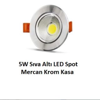 NOAS Mercan YL28-0502 / YL28-0503 5W Sıva Altı LED Spot Krom Kasa – 450 lümen, 6500K ve 3200K ışık seçenekli dekoratif LED tavan spotu