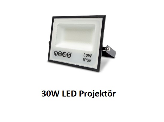 NOAS 30W LED Projektör YL70 Serisi – Beyaz, Gün Işığı, Yeşil ve Amber Renk Seçenekleri, IP65 Suya Dayanıklı LED Aydınlatma