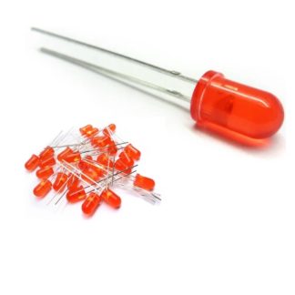 5 mm difüze kırmızı LED, yuvarlak başlı, bacaklı, homojen ışık yayan elektronik LED diyot