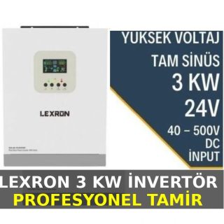 Lexron 24V 3kW MPPT akıllı tam sinüs invertör tamir hizmeti İzmir Elektronik Enerji