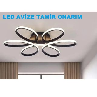 Halka tip modern LED avizelerin tamir edildiği servis