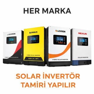 Her marka solar invertör tamiri için birden fazla hibrit ve off-grid inverterin yer aldığı teknik servis kategori görseli