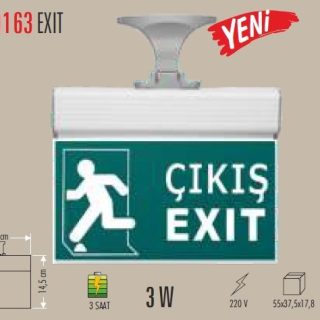 CT-9163 3W EXIT CIKIS ARMATURU LEDLI 3 SAAT AKULU ACIL YONLENDIRME ana urun gorseli