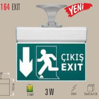 CT-9164 3W EXIT CIKIS ARMATURU LEDLI 3 SAAT AKULU ACIL CIKIS LEVHASI ana urun gorseli