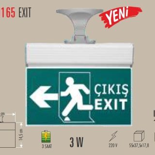 CT-9165 3W EXIT CIKIS ARMATURU LEDLI 3 SAAT AKULU TAVAN TIPI ana urun gorseli