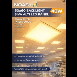 YL18-5401 YL18-5401 NOAS LED 40W 60X60 BACKLIGHT SIVA ALTI LED PANEL GUN ISIGI ana urun gorseli
