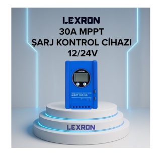 Lexron 30A MPPT solar şarj kontrol cihazı ön görünüm güneş paneli akü şarj regülatörü