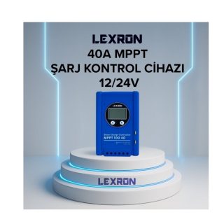 Lexron 40A MPPT solar şarj kontrol cihazı ön görünüm güneş paneli akü şarj regülatörü