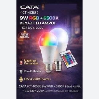 CT-4058 9W RGB Ampul Uzaktan Kumandali Beyaz Govde Dekoratif E27 ana urun gorseli