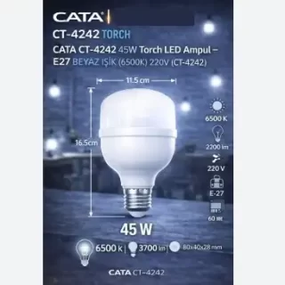 E27-BEYAZ-GUCLU-GENEL-AYDINLATMA CT-4242 45W Torch Led Ampul E27 Beyaz Guclu Genel Aydinlatma ana urun gorseli