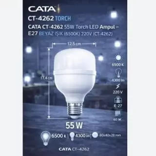 E27-BEYAZ-GUCLU-GENEL-AYDINLATMA CT-4262 55W Torch Led Ampul E27 Beyaz Guclu Genel Aydinlatma ana urun gorseli