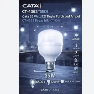 E27-BEYAZ-GUCLU-AYDINLATMA CT-4263 35W Torch Led Ampul E27 Beyaz Guclu Aydinlatma ana urun gorseli