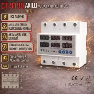 CT-9199 AKILLI VOLTAJ VE AKIM KORUYUCU TRIFAZE PROFESYONEL KORUMA ana urun gorseli