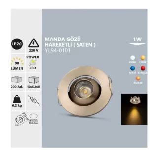 YL94-0103 NOAS YL94-0103 1W Manda Gozu Hareketli Mavi ana urun gorseli