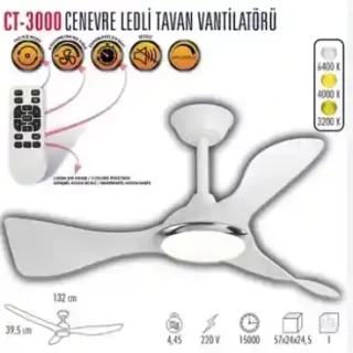 CT-3000 Cenevre Ledli Tavan Vantilatoru Modern Dekoratif Tavan Fani ana urun gorseli